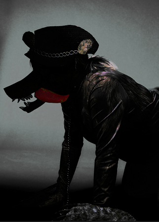 Silhouette of person disguised as bear